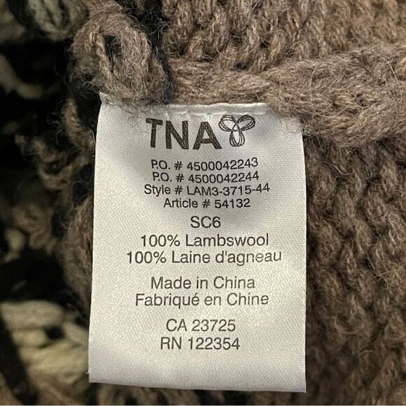 TNA Cardigan Cowichan Wool Chunky Knit Brown Cream Black Sweater Women's XXS Zip - Picture 5 of 9